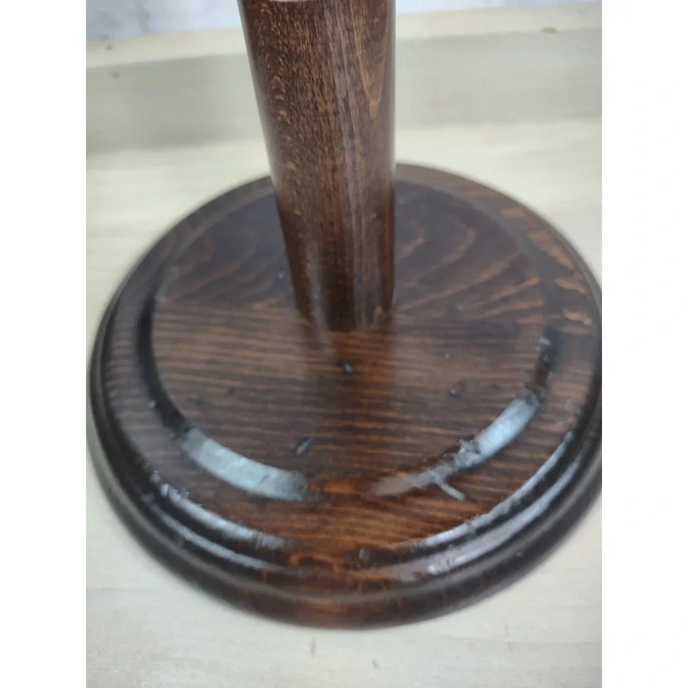 VTG  Wooden 6 Peg Coffee Mug Rack Tea Cup Holder Dark Wood Tree Stand Cottage